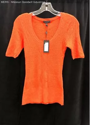 Rag & Bone Women Tangerine Short Sleeve Ribbed Sunny Scoop Neck Top - Size S • £12.06