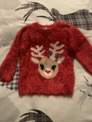 Baby Girl Fluffy Reindeer Christmas Jumper 18-24 Months • £3