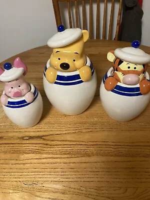 Disney's Winnie The Pooh Blue Peek-A-Boo Canister Set Tigger  Piglet Cookie Jar • $80