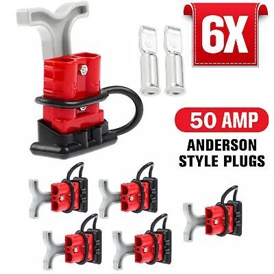 $25.99 • Buy 6Set For Anderson Style Plug Connectors 50 AMP T Handle Dust Cap Cover Solar NEW