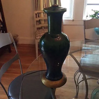 VINTAGE Ginger Jar/Urn Glazed Ceramic Lamp W/ 2-Color Blend - 19 - Maybe Haeger • $225