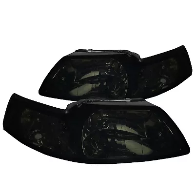 Fit 1999-2004 Ford Mustang Smoke Lens Headlights Head Lights Lamps Left+Right • $77.99