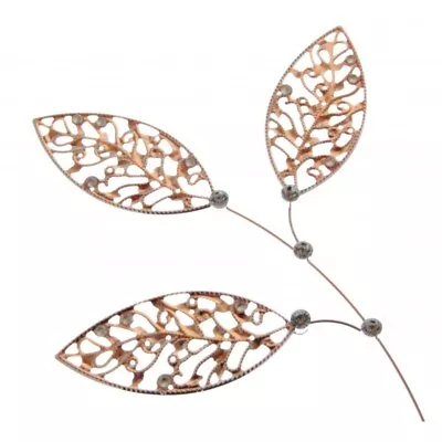 Artificial Lacy Leaves - Rose Gold -  23cm Long Spray -  Wedding Corsage Florist • £5.50