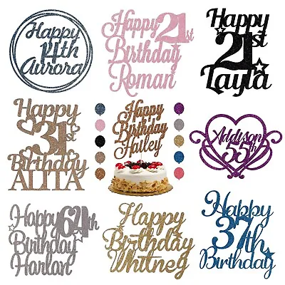 Personalised Happy Birthday Cake Topper Any Age Any Name 16 18th 21st 30th 50th • £0.99