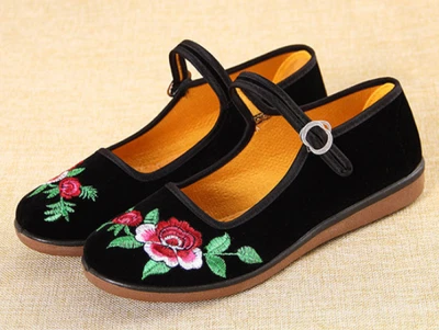 £20.10 • Buy Dance Womens Embroidery Chinese Retro Shoes Round Toe Lightweight Buckle Strap