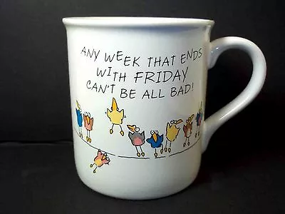 Hallmark Coffee Mug Cup Any Week With Monday & Friday Birds On Wire 1986 8 Oz • $9.35