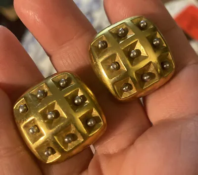 Vaubel Vtg Clip Earrings Gold Washed 1997 • $95