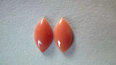 Andys Gem Garage Sale - Marquis Italian Coral Cabs Matched Pair-Natural - 11.5x6 • $24.99
