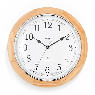 Acctim Exton Wall Clock Radio Controlled Wooden Frame Metal Bezel Wood 31.5cm • £58