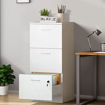 3-Drawer Wood File Cabinet Home Office Filing Cabinet Storage Organizer W/Lock • $90.89