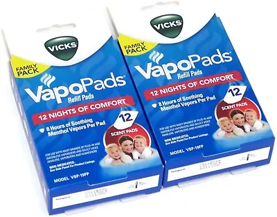 Vicks VapoPads Menthol 8 Hour 12-Pack Refill Pads (2 Pack) • $29.89