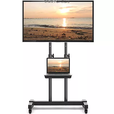 Tall Mobile Rolling TV Stand Cart With Lockable Wheels For 32-85 Inch TVs • $83.72