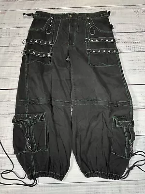 TRIPP NYC Pants Back Green Zip Off Goth Rave Emo Heavy Metal Punk Wide Leg Sz XL • $149.99