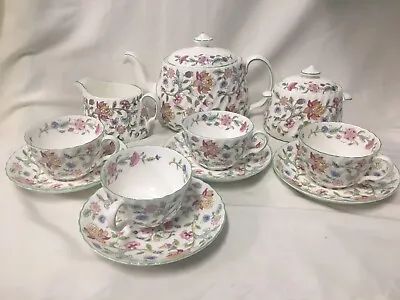 (11) Minton Bone China 'Haddon Hall' 4-Cup TEA SET For 4 - No Issues! • $280