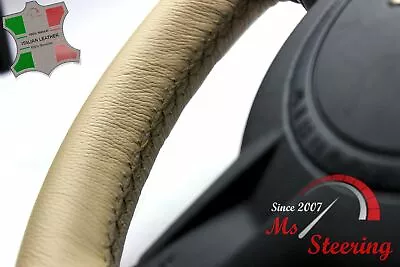 For Dodge Magnum 05-08 Beige Leather Steering Wheel Cover Brown Stit • $61.74