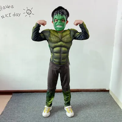 Deluxe Incredible Hulk Age 3-8 Boys Fancy Dress Kids Marvel Avengers Costume @UK • £11.99