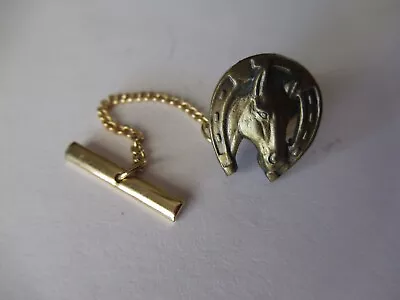 Vintage Horse Horseshoe Tie Tack Tie Tac Pin W/ Chain • $9.99