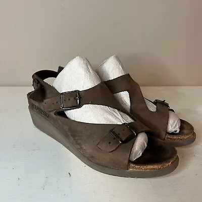 Mephisto Brown Terie Tan Leather Wedge Sandals Womens 41 EUR 11 US • $29.99