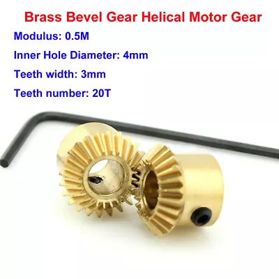 2Pcs 0.5M-20T Metal Umbrella Tooth Bevel Gear Helical Motor Gear 20T Bore:4mm • $5.98