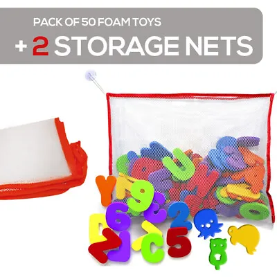 £8.99 • Buy Bath Toys Net Foam Letters Numbers. 2 Storage Mesh Organiser Non Toxic Kids Toy