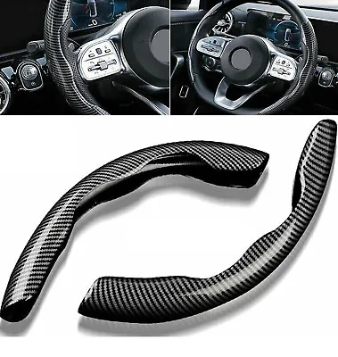 $12.95 • Buy 2pc For Ford DIY Car Steering Wheel Booster Cover Accessories Carbon Fiber Black