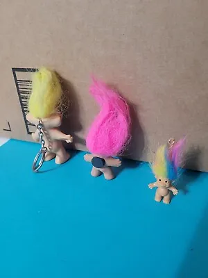 GOOD LUCK RAINBOW HAIRED Trolls EARRING  2  Russ Dolls - Magnet - Keychain Lot 3 • $8