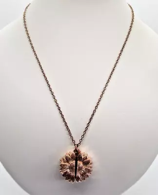 ROSE GOLD TONE SUNFLOWER OPENING PENDANT ON A 18  (46cm) ADJUST. NECKLACE • £4.99