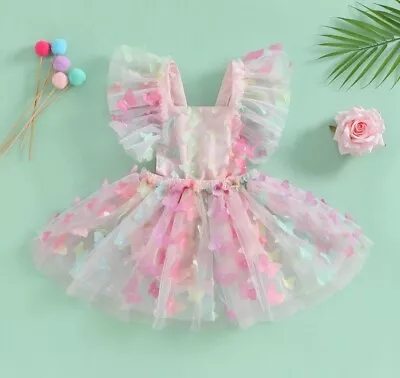 Baby Girl 1st Birthday Dress Cake Smash Outfit Baby Butterfly Princess Dress  • £16.99