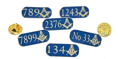 5 X MASONIC GIFT PERSONALISED SOLID BRASS BLUE LAPEL BADGE PIN OWN LODGE NUMBER • £8.99