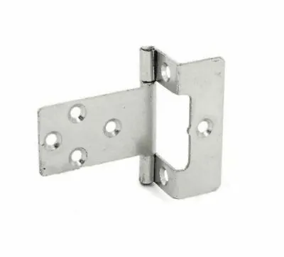 LARGE CRANKED 50mm SILVER FLUSH HINGES Wood Cupboard Door Hang Boat Caravan • £16.99