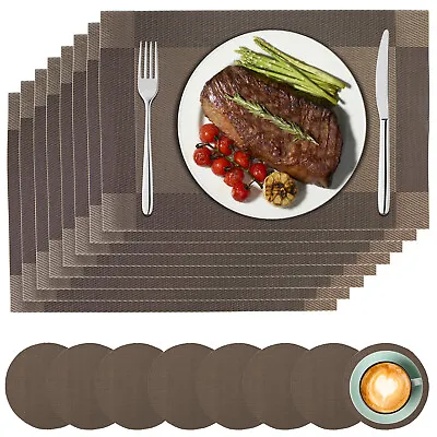 $27.99 • Buy 16 Pcs PVC Dining Placemats Table Mat Pad Mat Non-slip Washable Coasters Coffee