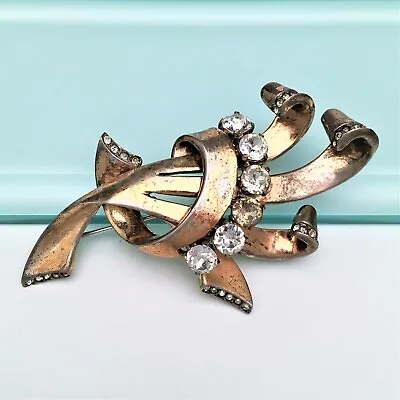 Vintage Art Deco Mazer Sterling Silver And Rhinestone Brooch • $135