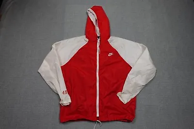 Vintage Nike Jacket Mens Large Red Windbreaker Lightweight Cross Country Hood • $24.97