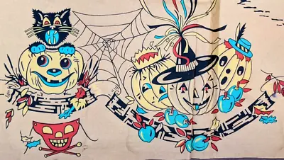 Vintage 31  X 65  Section Crepe Paper Halloween Banner Tablecloth Decoration • $44.95