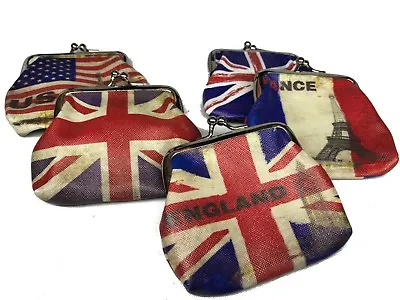 New Flag UK USA France Union Jack Small Coin Money Cards Clutch Pouch Purse • £3.95