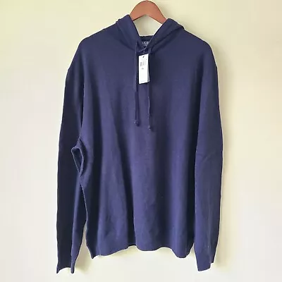 NWT Polo Ralph Lauren Mens 100% Cashmere Hooded Sweater Navy Blue Size XXL • $159.99