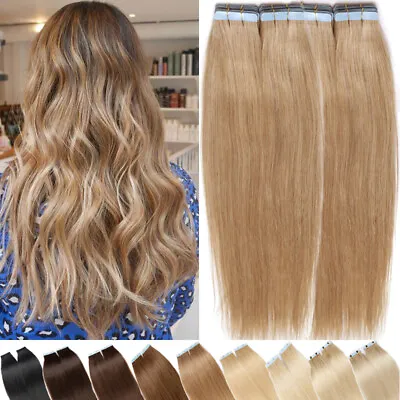 £23.28 • Buy Extra Thick 150G TAPE IN Skin Weft Remy Real Human Hair Extensions UK BEST Blond