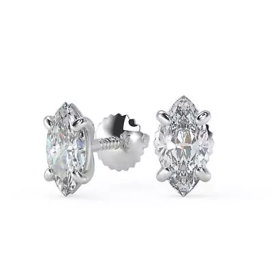 0.54 Ct Marquise Cut Stud Diamond Earrings VS2 H Screw Back 14k Treated • $576.30