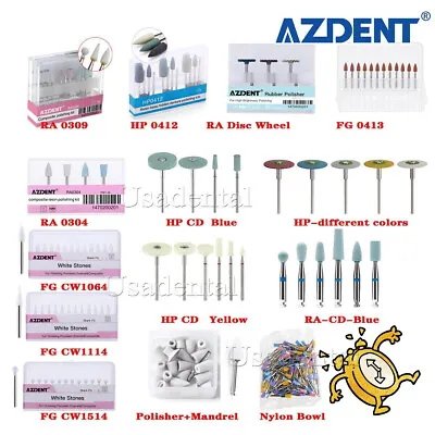 AZDENT Dental White Stone Polishing Burs Wheels Cups RA/HP/FG Polisher Disc Cut • $13.79