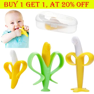 Unisex Baby Teething Toys Banana Teether Silicone Toothbrush Toy Gift • £3.79