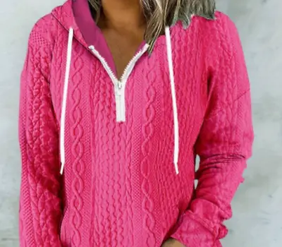 Gorgeous Womans Cable Pattern Sweatshirt 7XL (UK 36-38)(UK 32-34 Loose Fit) Pink • £16.99