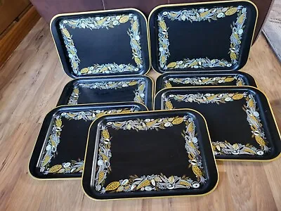 Lot Of 7 Vintage Metal Black Gold Lap TV Trays • $37.99