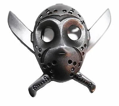 Friday The 13th Jason Mask With Crossed Knives Enamel Metal Belt Buckle • $14.99