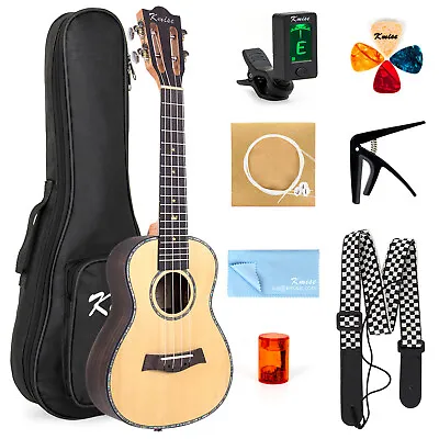 $78 • Buy Kmise Concert Classical Ukulele Beginner Kit Solid Spruce Rosewood 23 Ukulele