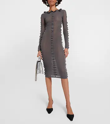 £750 Acne Studios Kedie Grey Sheer Knit Dress - S • £157.50