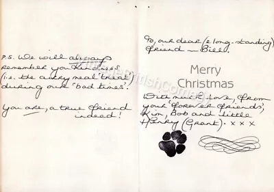 Bob Grant (Jack Harper In On The Buses) - Christmas Card Written By Wife Kim • £35