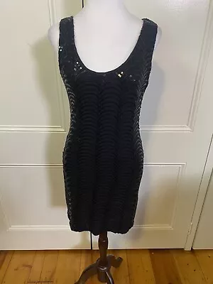 Backstage Ladies Size 12 Black Low Back Sequin Bodycon Dress Excellent Condition • $29