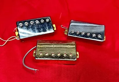 Lot Of 3 Vintage Chrome & Gold Epiphone & Gibson Style Humbucker Guitar Pickups • $58