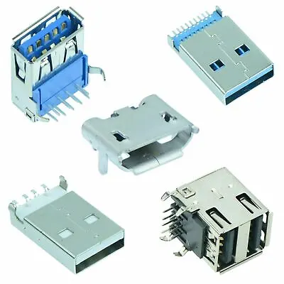 Male Female USB Connectors Plug Socket 2.0 3.0 PCB • £2.49