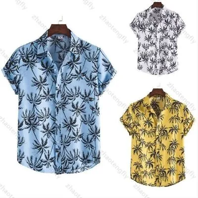 £11.69 • Buy Mens Short Sleeve Palm Tree Shirts Summer Beach Floral T Shirt Beach